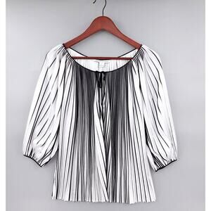 DVF Diane Von Furstenberg New Keoni Blouse Womens 2 White Peasant Pleated
